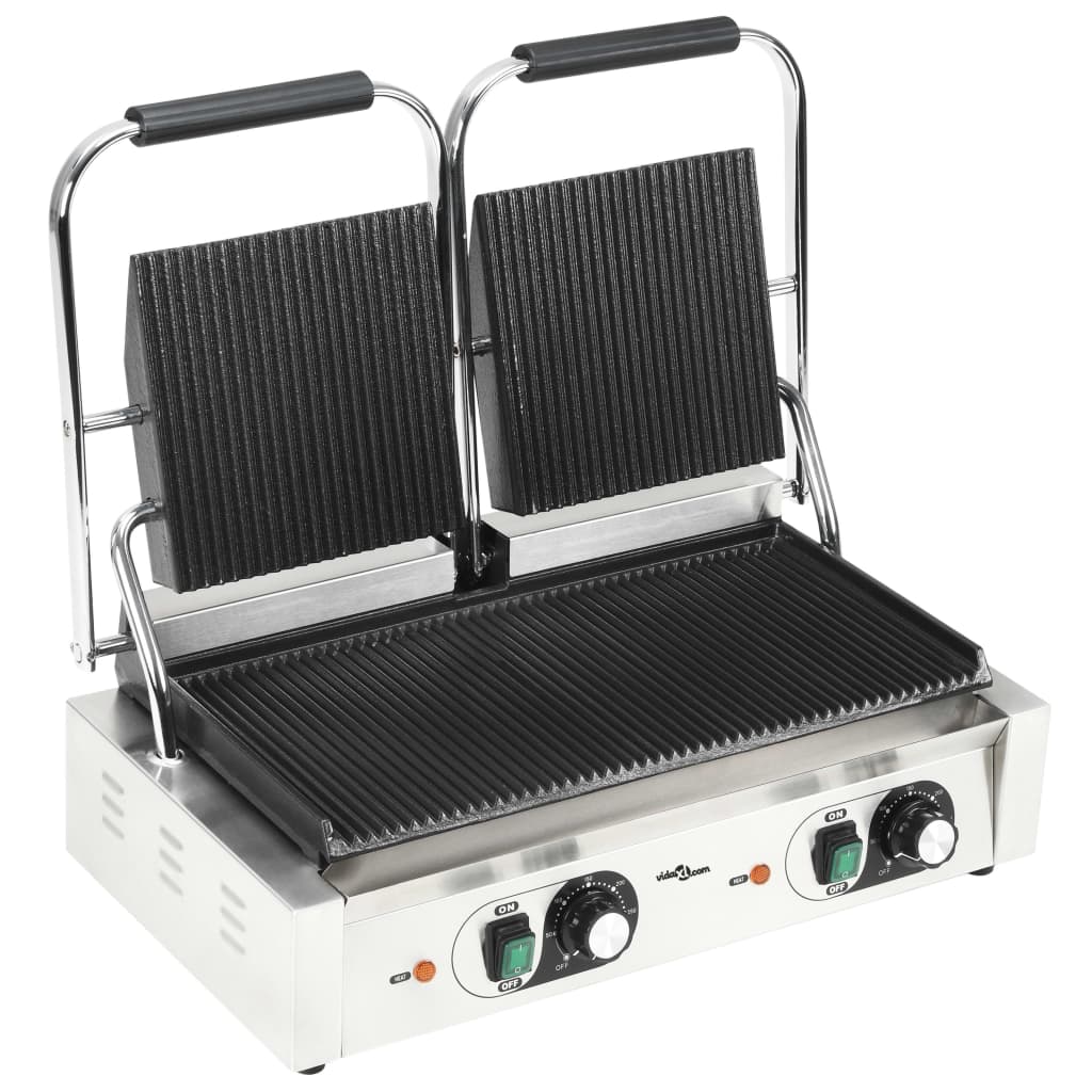 Doppia Griglia per Panini Scanalata 3600 W 57x30,5x20 cm 50751