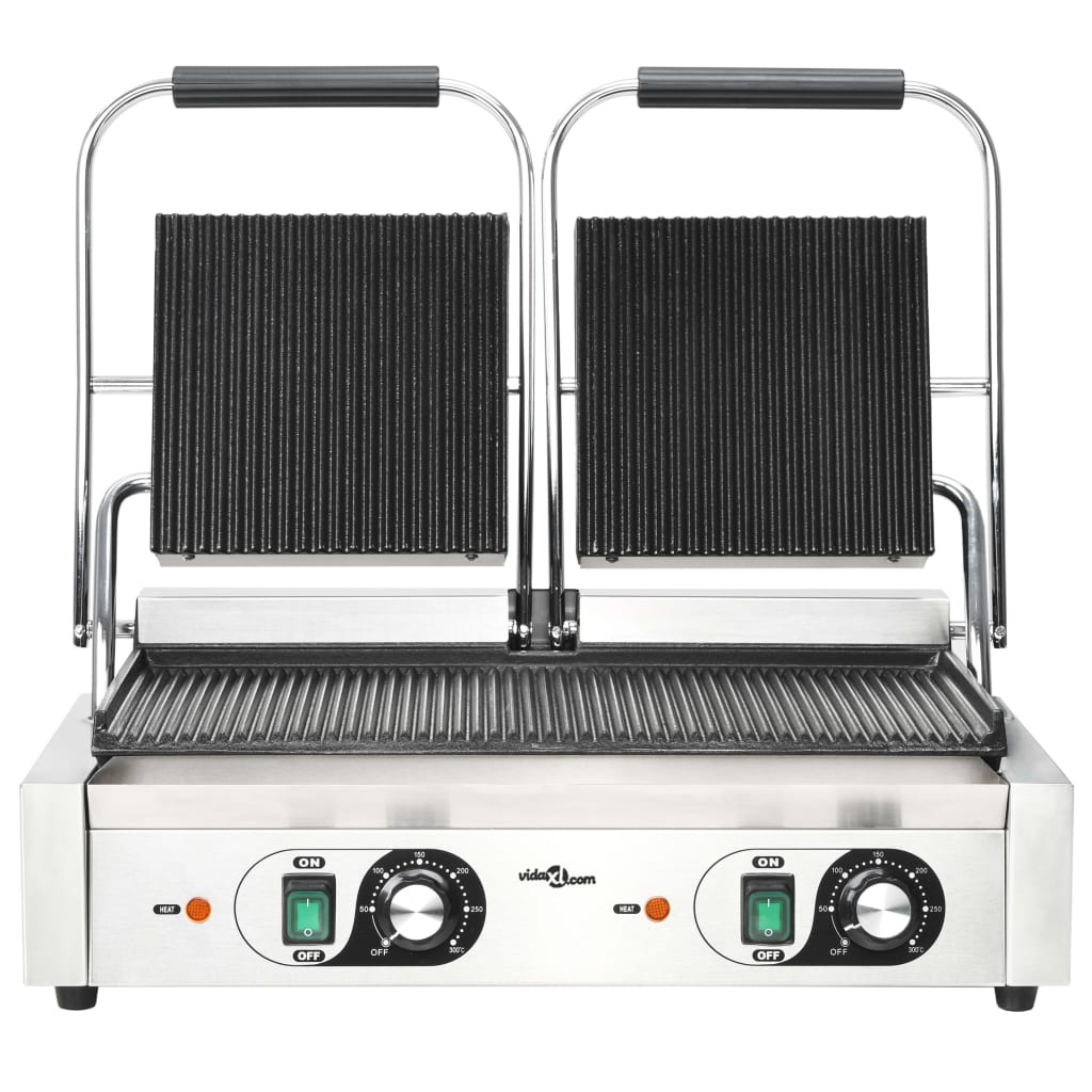 Doppia Griglia per Panini Scanalata 3600 W 57x30,5x20 cm cod mxl 66203
