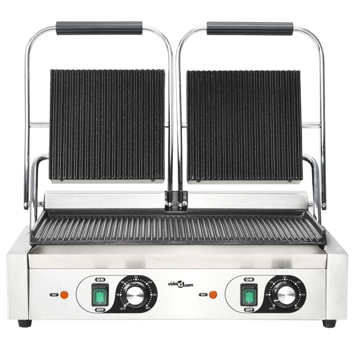 Doppia Griglia per Panini Scanalata 3600 W 57x30,5x20 cm cod mxl 66203