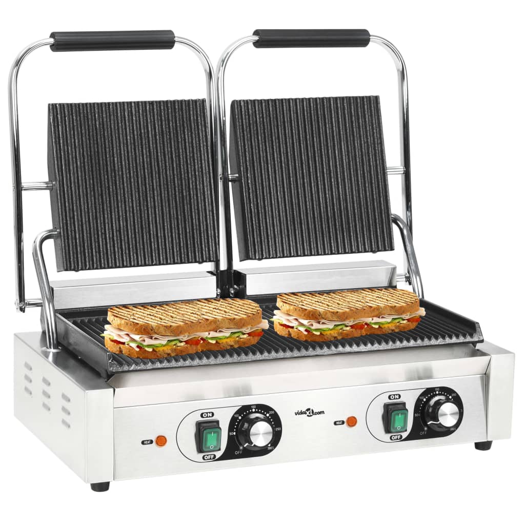 Doppia Griglia per Panini Scanalata 3600 W 57x30,5x20 cm 50751