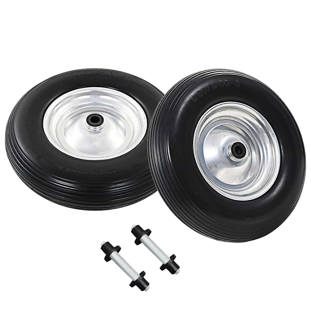 Ruote per Carriola 2 pz con Asse in PU Solido 4.00-8 390 mm 142979