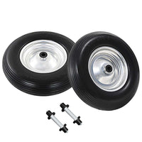 Ruote per Carriola 2 pz con Asse in PU Solido 4.00-8 390 mm 142979