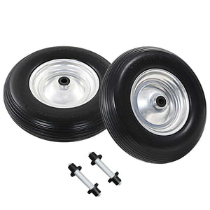 Ruote per Carriola 2 pz con Asse in PU Solido 4.00-8 390 mm 142979