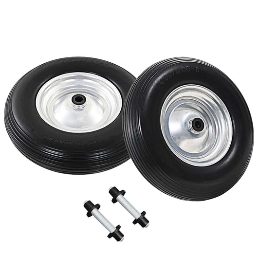 Ruote per Carriola 2 pz con Asse in PU Solido 4.00-8 390 mm 142979