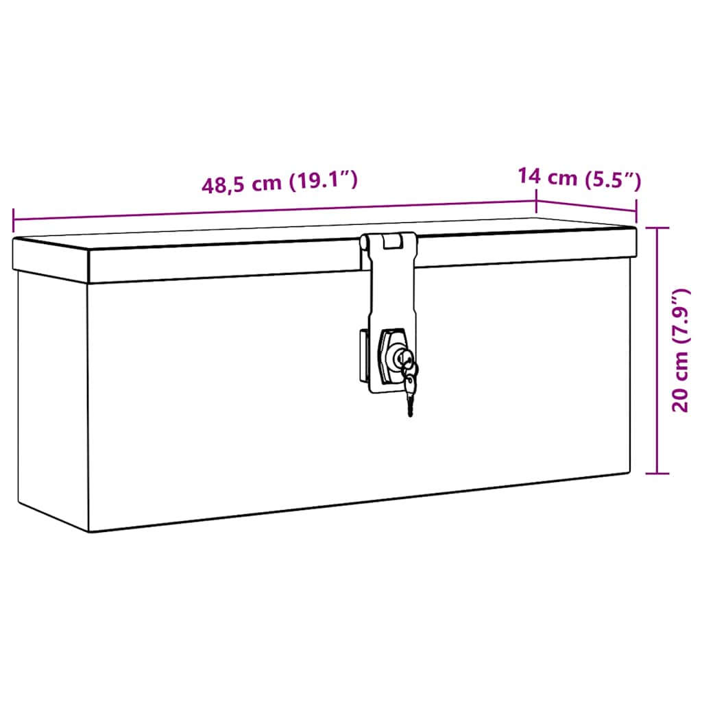 Cassetta in Alluminio 48,5x14x20 cm Argento 142935