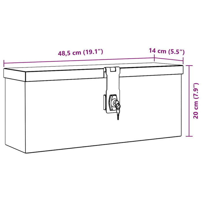 Cassetta in Alluminio 48,5x14x20 cm Argento 142935
