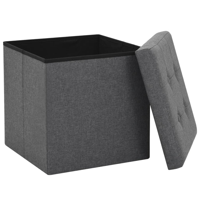 Pouf Pieghevoli con Contenitore 2pz Grigio Scuro in Simil Lino cod mxl 71291
