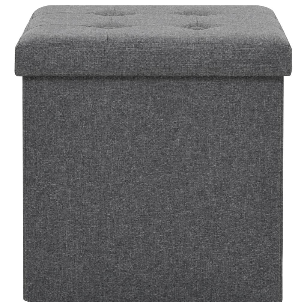 Pouf Pieghevoli con Contenitore 2pz Grigio Scuro in Simil Lino cod mxl 71291