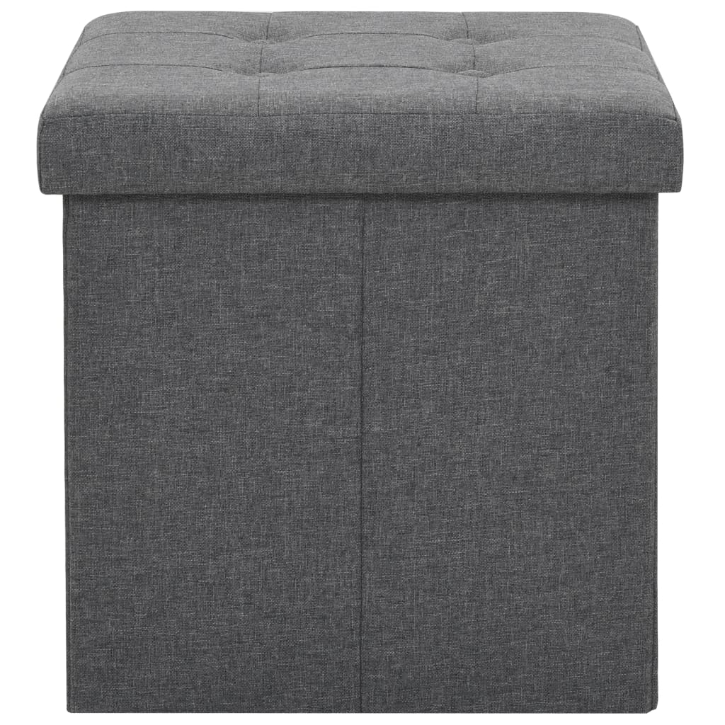 Pouf Pieghevoli con Contenitore 2pz Grigio Scuro in Simil Lino cod mxl 71291