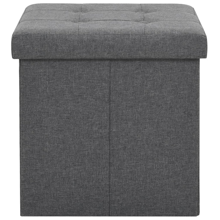Pouf Pieghevoli con Contenitore 2pz Grigio Scuro in Simil Lino cod mxl 71291
