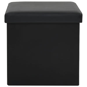 Sgabelli Pieghevoli con Contenitore 2 pz Neri in Similpelle 247083