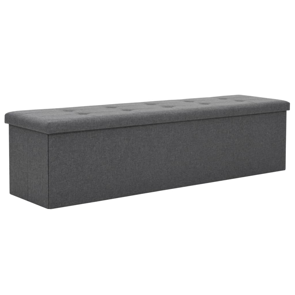 Cassapanca Pieghevole in Simil Lino 150x38x38 cm Grigio Scuro 247089