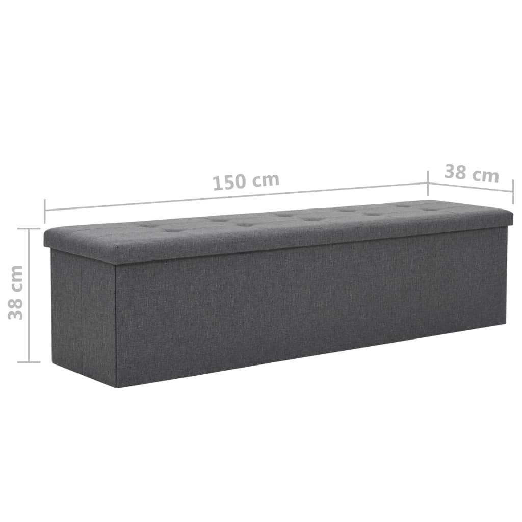 Cassapanca Pieghevole in Simil Lino 150x38x38 cm Grigio Scuro 247089