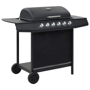 Barbecue Griglia a Gas con 6 Fornelli Acciaio Nero 44282