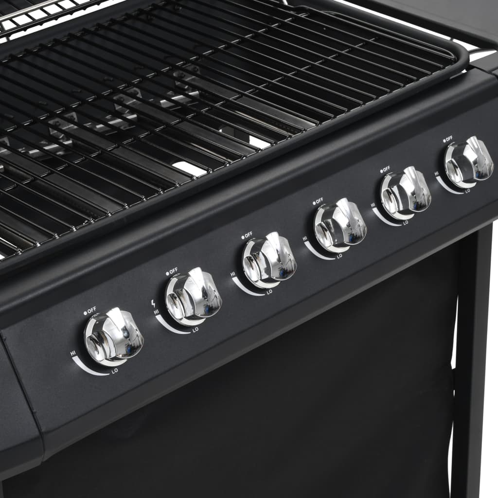 Barbecue Griglia a Gas con 6 Fornelli Acciaio Nero 44282