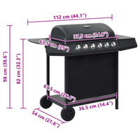 Barbecue Griglia a Gas con 6 Fornelli Acciaio Nero 44282