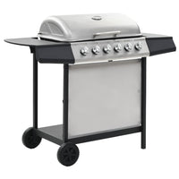 Barbecue Griglia a Gas 6 Fornelli Acciaio Inossidabile Argento 44286