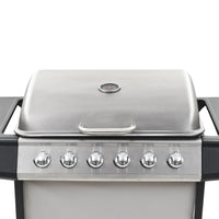 Barbecue Griglia a Gas 6 Fornelli Acciaio Inossidabile Argento 44286