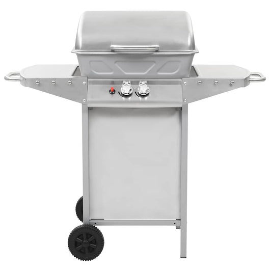 Barbecue a Gas con Griglia 2 Fornelli Argento Acciaio Inox 44274