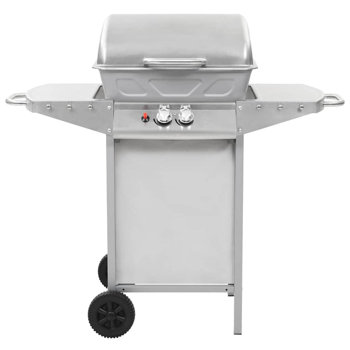 Barbecue a Gas con Griglia 2 Fornelli Argento Acciaio Inox 44274