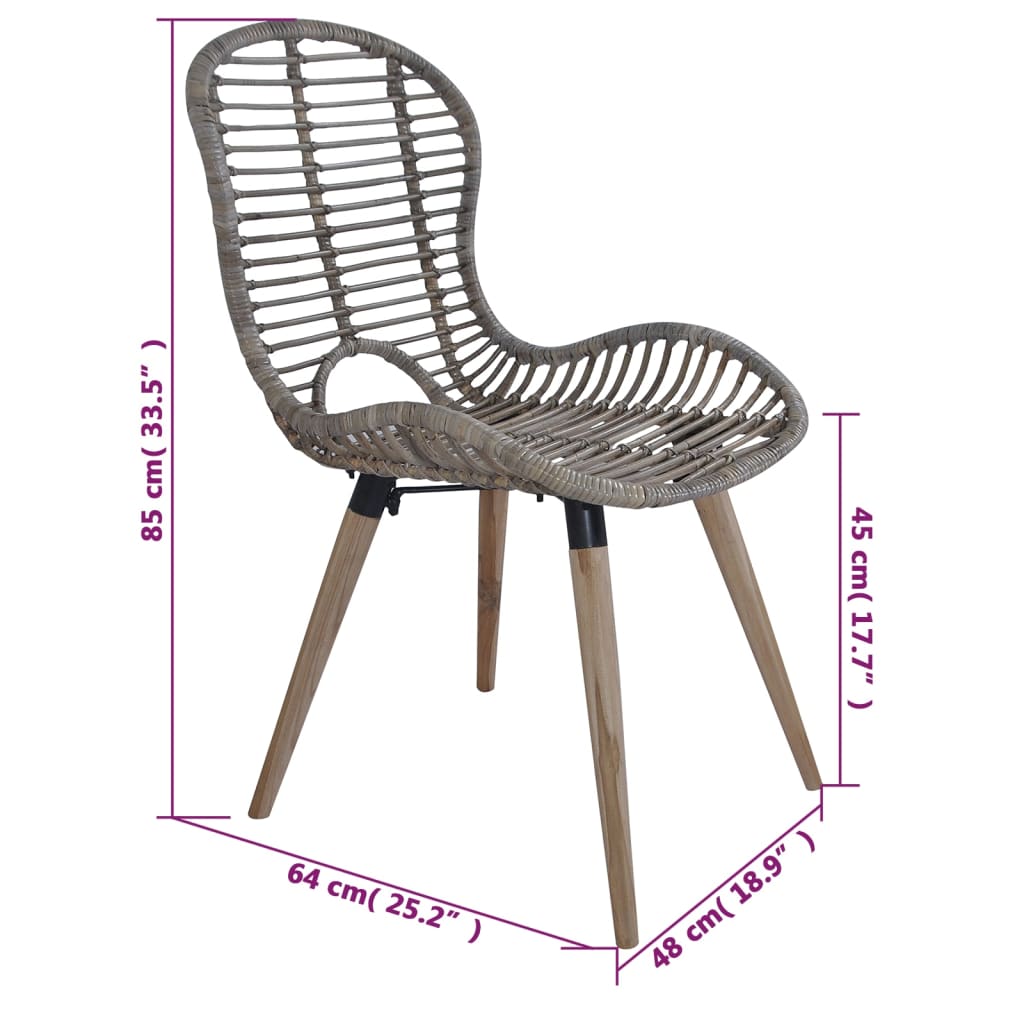Sedie da Pranzo 4 pz Marroni in Rattan Naturale 246854