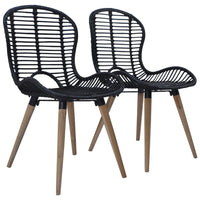 Sedie da Pranzo 2 pz Nere in Rattan Naturale cod mxl 68380