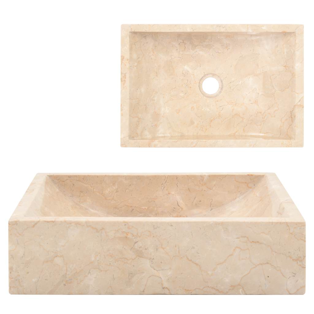 Lavello-Lavandino 45x30x12 cm Marmo Lucido Crema