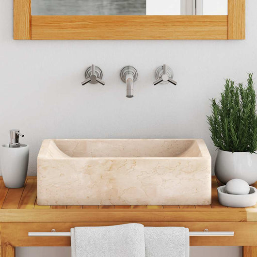 Lavello-Lavandino 45x30x12 cm Marmo Lucido Crema