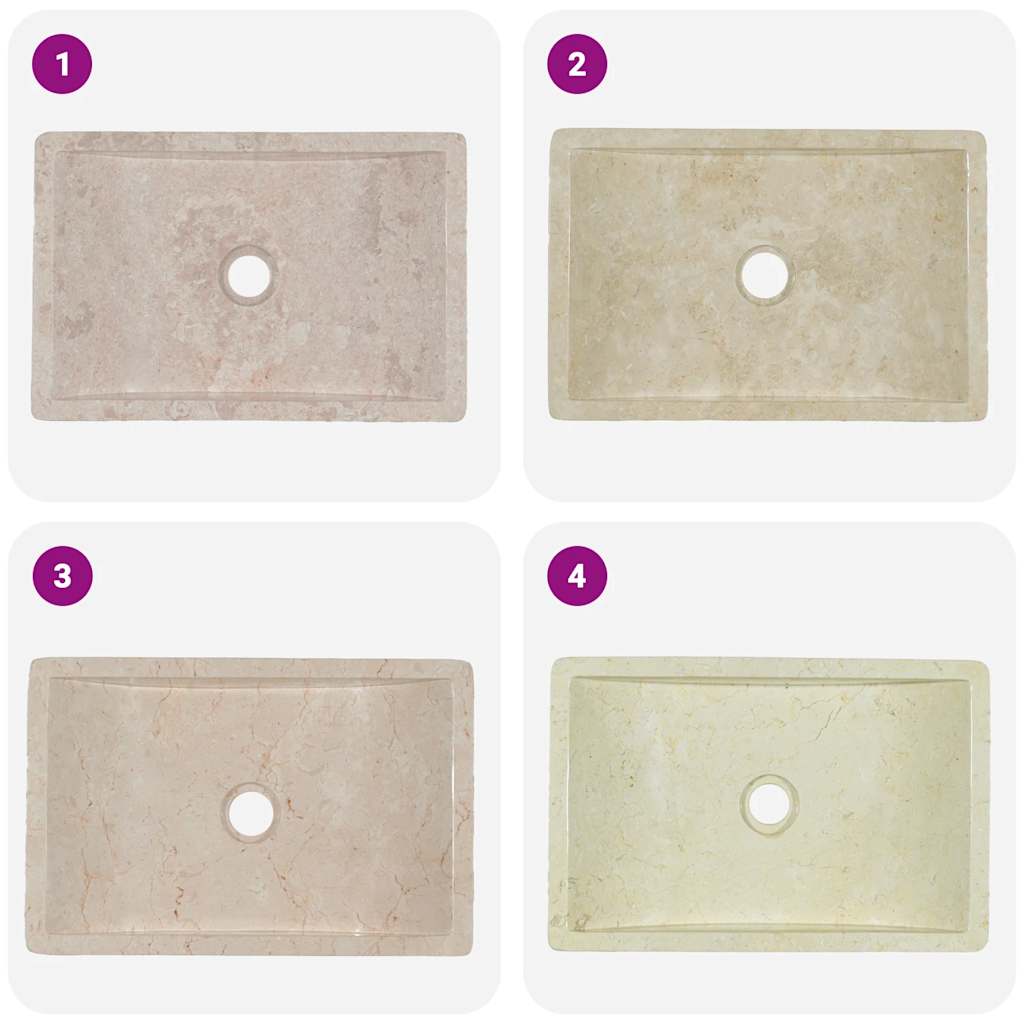 Lavandino 45x30x12 cm in Marmo Crema