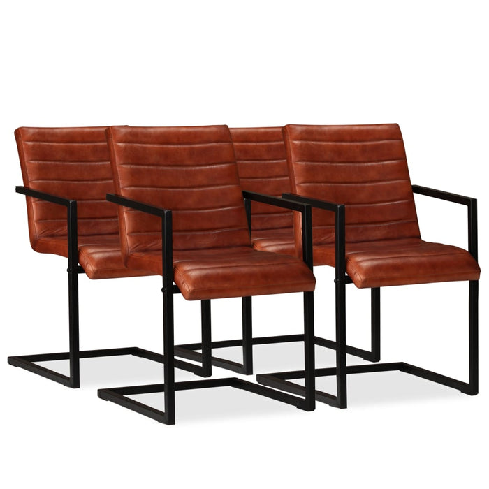 Sedie da Pranzo 4 pz Marroni in Vera Pelle cod mxl 15199