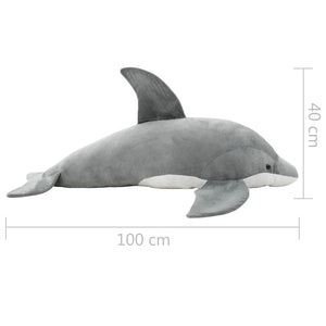 vidaXL Giocattolo di Peluche Delfino Grigio