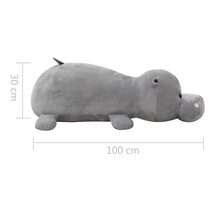 vidaXL Giocattolo di Peluche Ippopotamo Grigio
