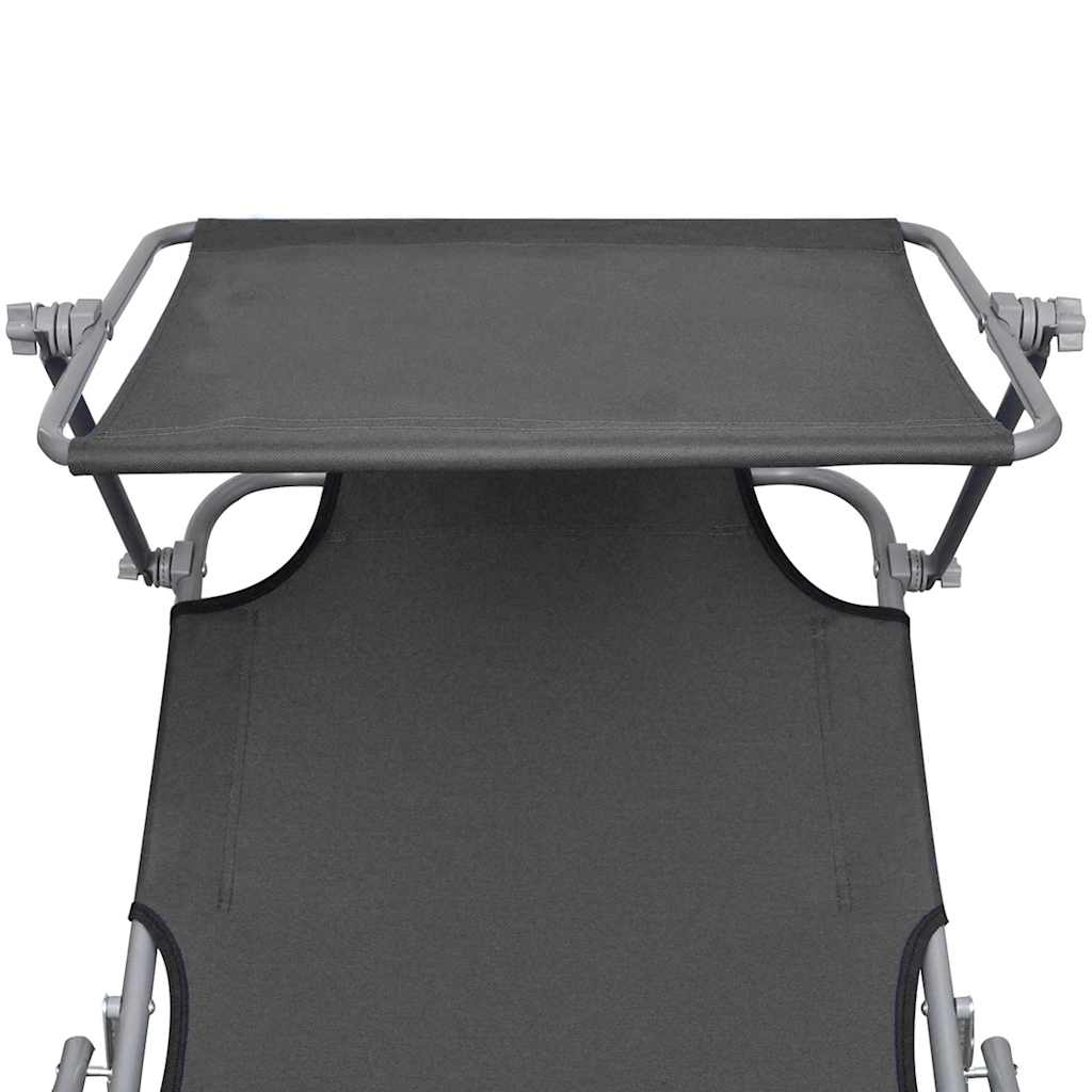 Lettino Prendisole Pieghevole con Baldacchino in Acciaio Grigio cod mxl 24288