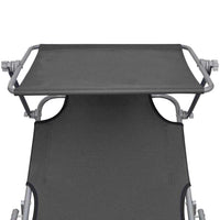 Lettino Prendisole Pieghevole con Baldacchino in Acciaio Grigio cod mxl 24288