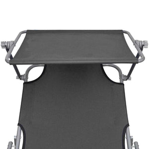 Lettino Prendisole Pieghevole con Baldacchino in Acciaio Grigio cod mxl 24288