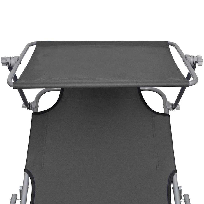 Lettino Prendisole Pieghevole con Baldacchino in Acciaio Grigio cod mxl 24288