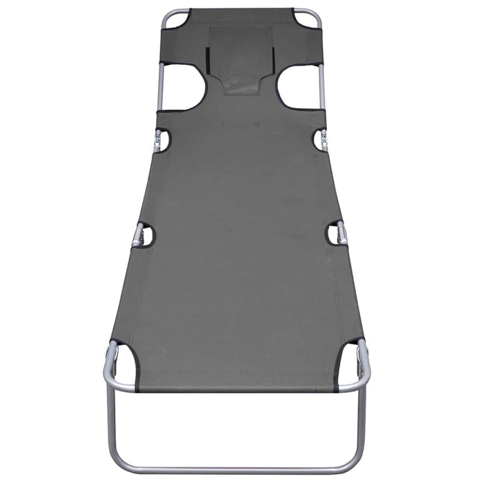 Sdraio sedia a sdraio lettino da giardino lettino da giardino terrazza pieghevole mobili da esterno e cuscino per la testa schienale regolabile grigio 02_0012870