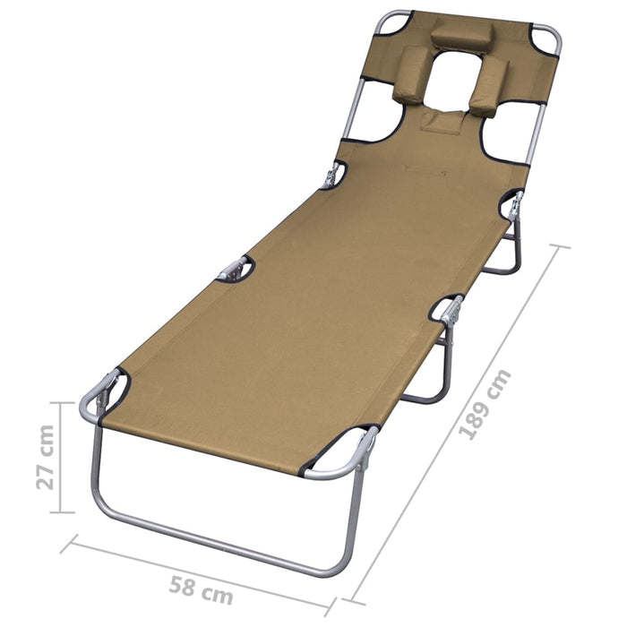 Lettino Pieghevole e Cuscino Schienale Regolabile Grigio Talpa 44296