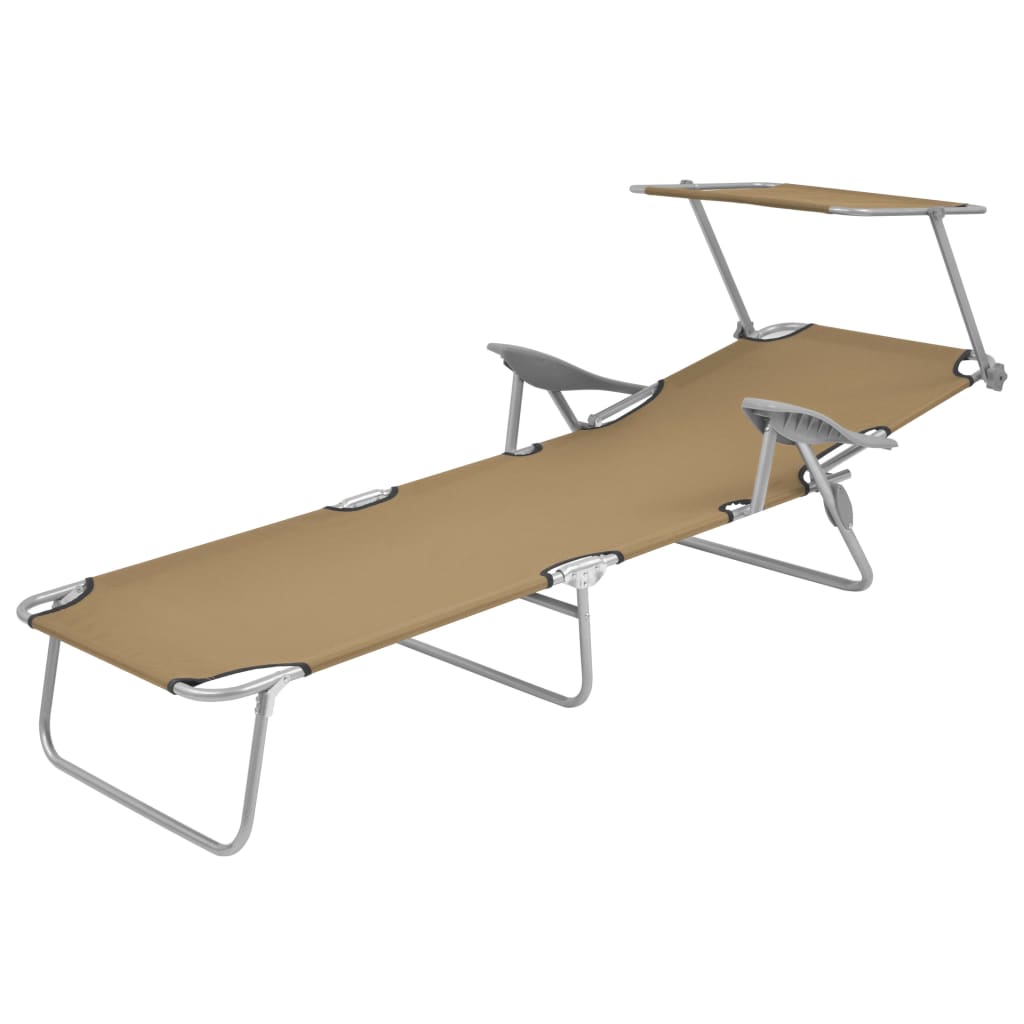 Lettino Prendisole Pieghevole con Baldacchino in Acciaio Talpa 44297