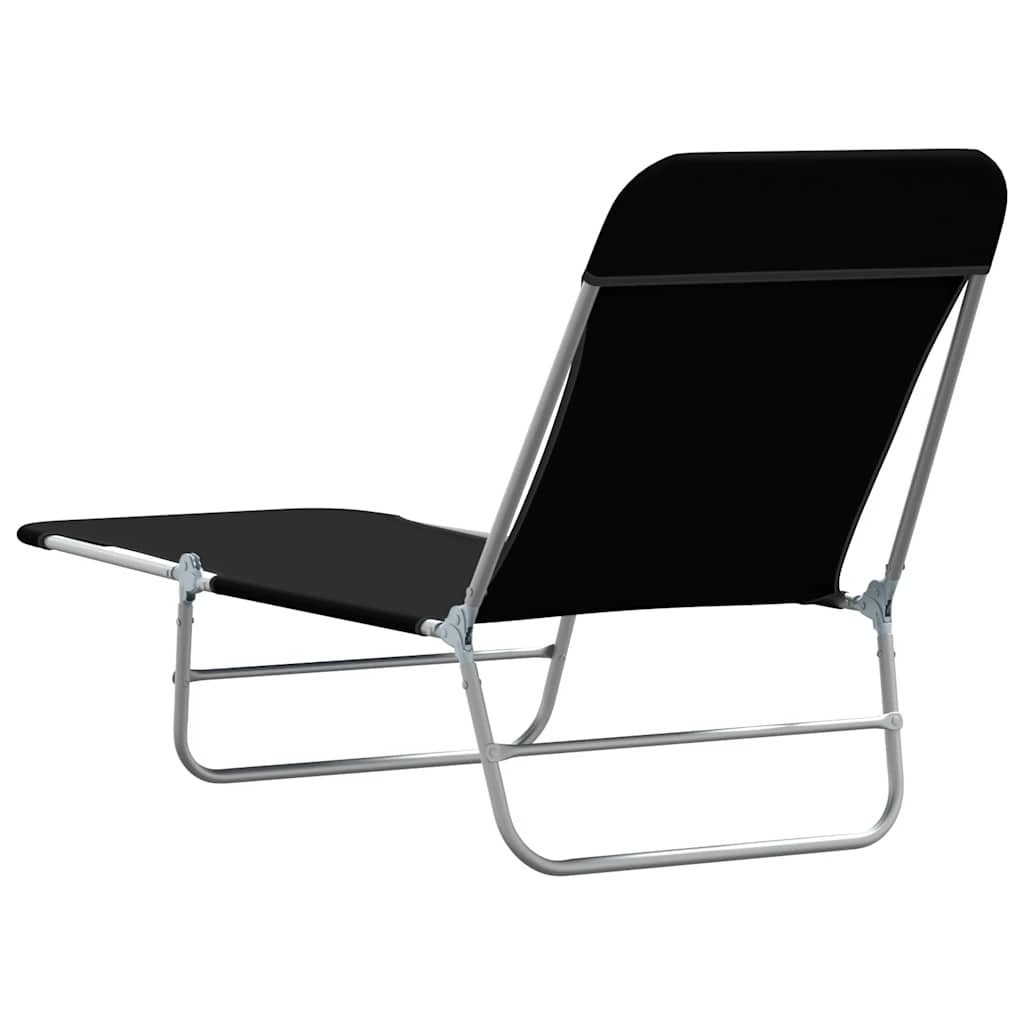 Lettini Prendisole Pieghevoli 2 pz in Acciaio e Tessuto Nero 44300