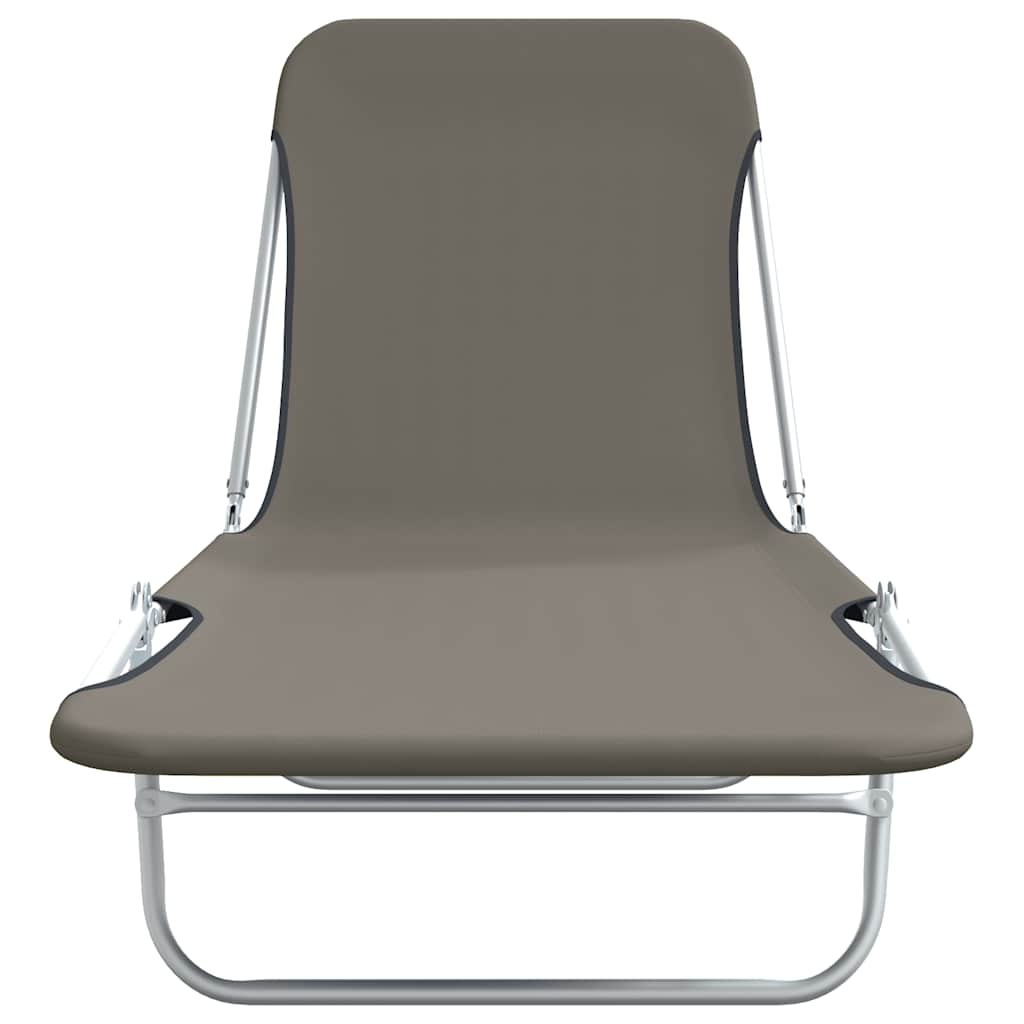 Lettini Prendisole Pieghevoli 2 pz in Acciaio e Tessuto Grigio