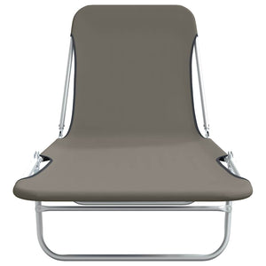 Lettini Prendisole Pieghevoli 2 pz in Acciaio e Tessuto Grigio