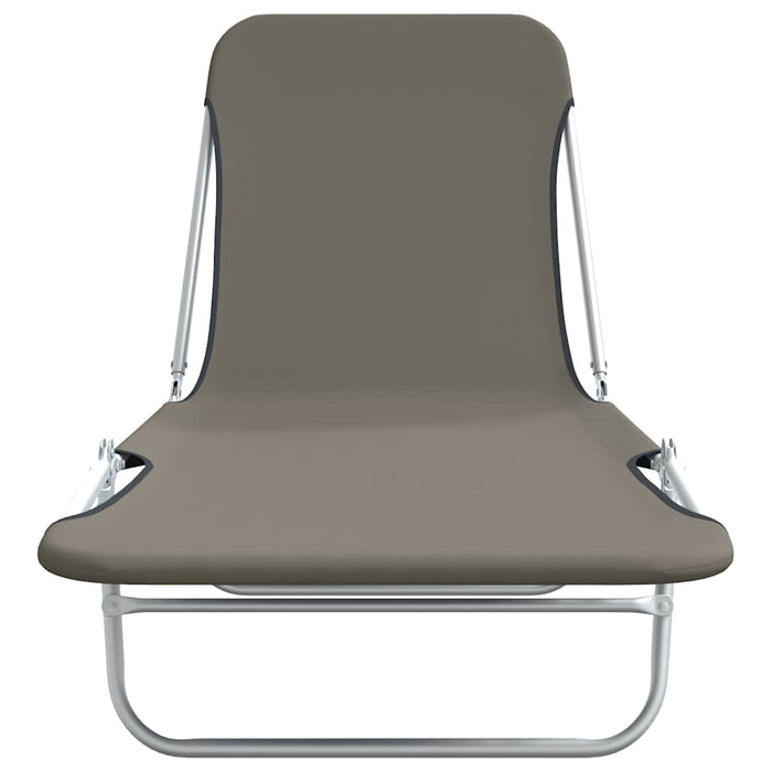 Lettini Prendisole Pieghevoli 2 pz in Acciaio e Tessuto Grigio