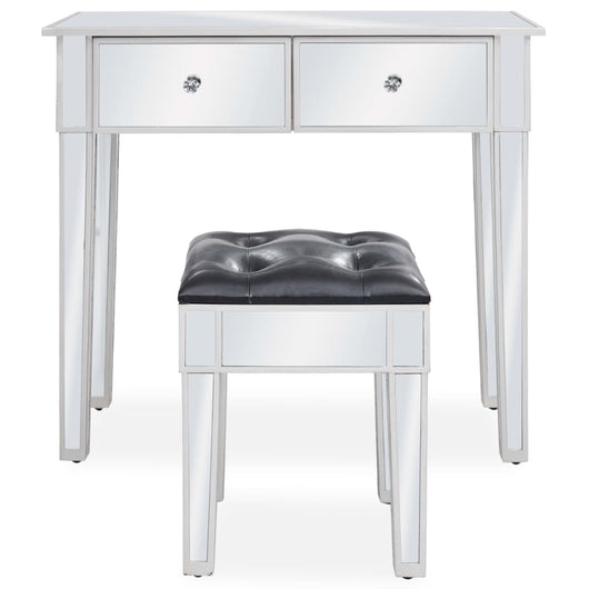 Toeletta tavolo da trucco mobili di design mobili per camera da letto specchio 80 x 38 x 76 cm con MDF e sgabello in vetro 02_0006380