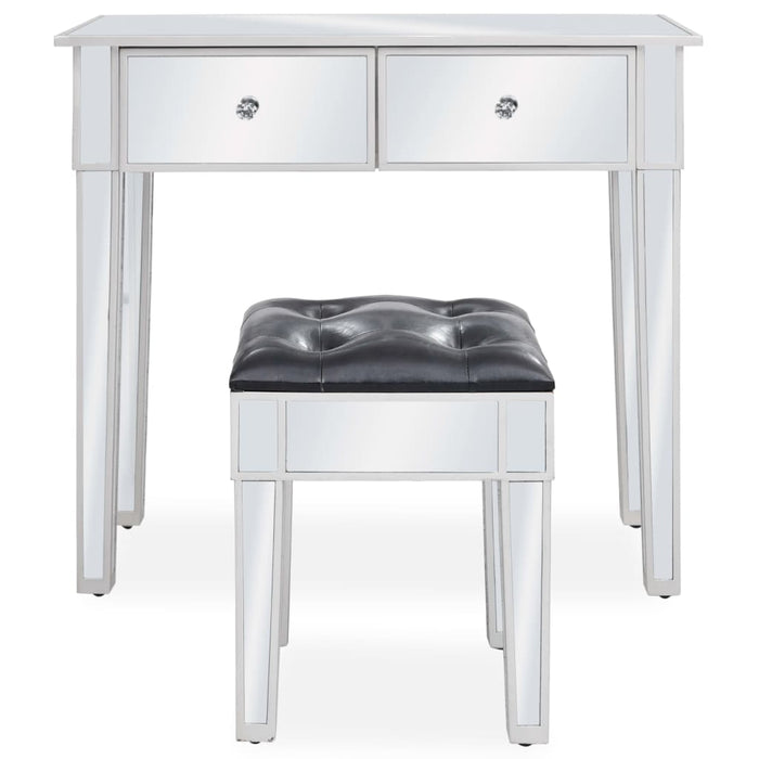 Toeletta tavolo da trucco mobili di design mobili per camera da letto specchio 80 x 38 x 76 cm con MDF e sgabello in vetro 02_0006380