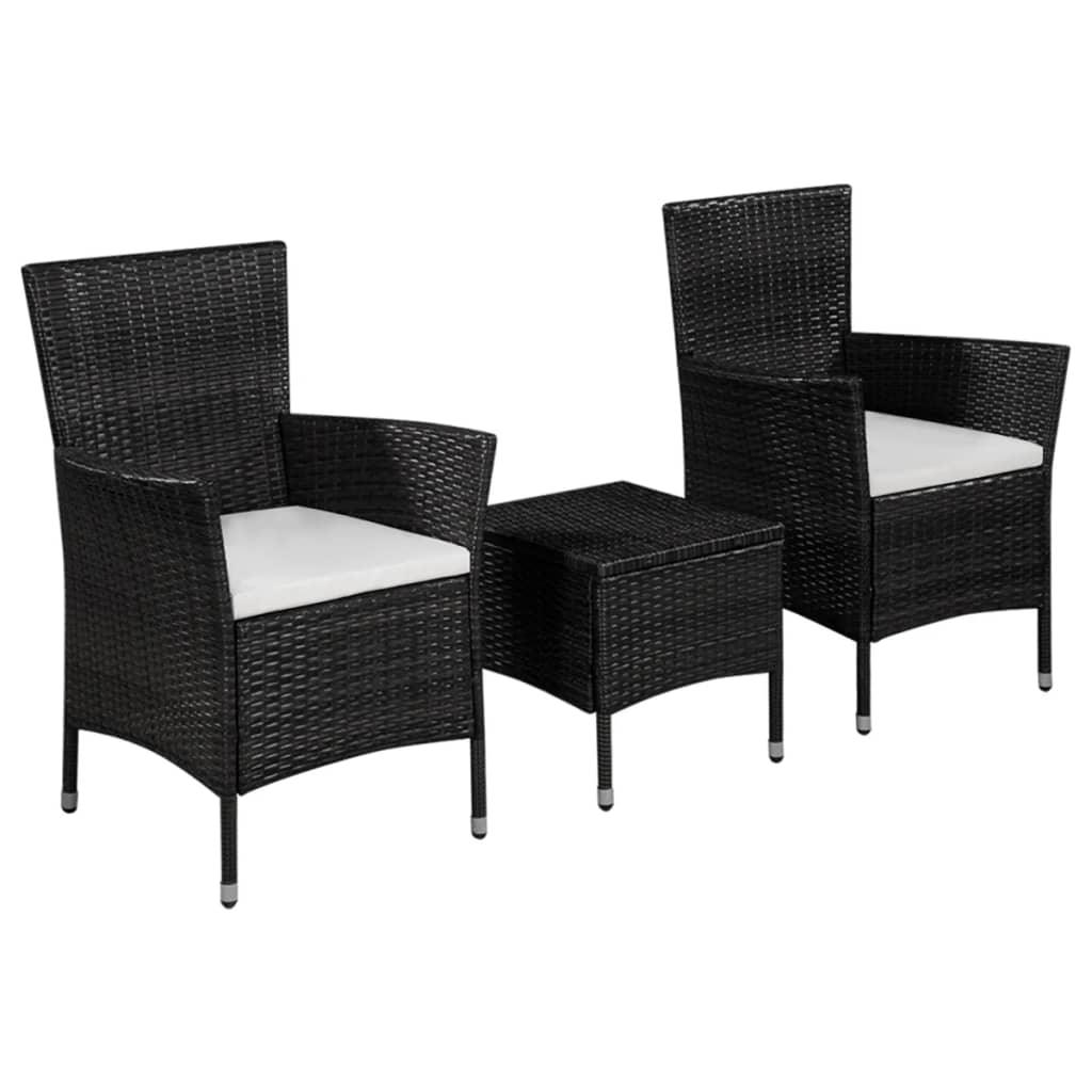 Set da Bistrot 3 pz in Polyrattan Nero cod mxl 41534