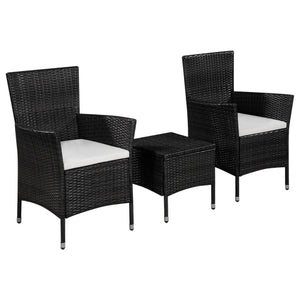 Set da Bistrot 3 pz in Polyrattan Nero cod mxl 41534