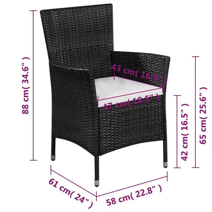 Set da Bistrot 3 pz in Polyrattan Nero 44094