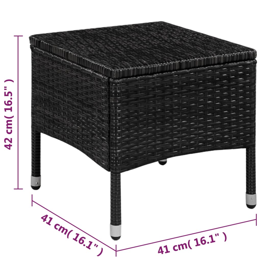 Set da Bistrot 3 pz in Polyrattan Nero 44094