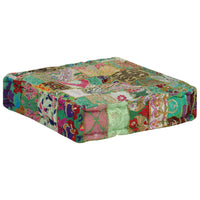 Pouf Patchwork in Cotone Fatto a Mano Quadrato 50x50x12cm Verdecod mxl 72531